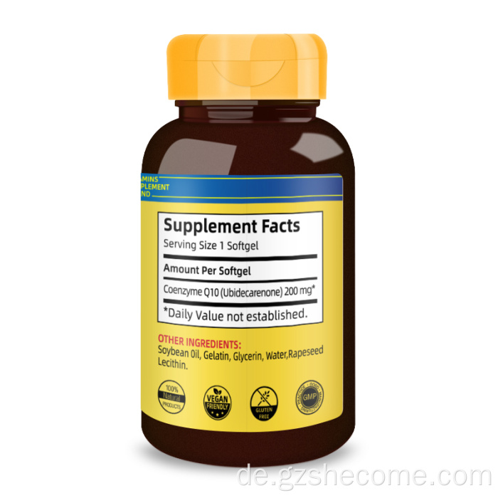 CoQ10 -Nahrungsergänzung für Herzunterstützung CoQ10 Softgele